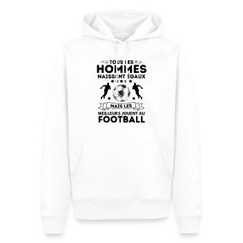 Joueur de foot football - Sweat à capuche Premium bio Homme - blanc - Devant - Nico (187cm)