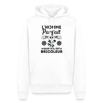 homme parfait bricoleur parfait 1 - Sweat à capuche Premium bio Homme - blanc - Devant - Nico (187cm)