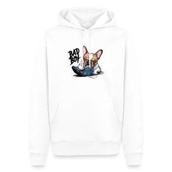 Französische Bulldogge zerkautem Schuh für - Männer Premium Bio Hoodie - Weiß - Vorne - Nico (187cm)