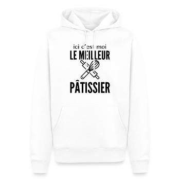 ICI C'EST MOI LE MEILLEUR PATISSIER - Sweat à capuche Premium bio Homme - blanc - Devant - Nico (187cm)