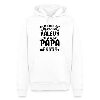 Super papa râleur 2 - Sweat à capuche Premium bio Homme - blanc - Devant - Nico (187cm)