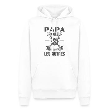 Papa bricoleur pas comme les autres - Sweat à capuche Premium bio Homme - blanc - Devant - Nico (187cm)