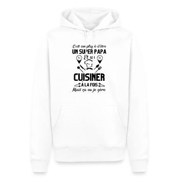 Super papa cuisinier - Sweat à capuche Premium bio Homme - blanc - Devant - Nico (187cm)