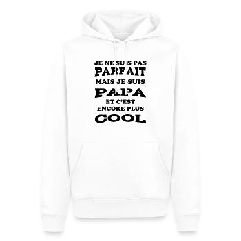 JE NE SUIS PAS PARFAIT MAIS JE SUIS PAPA 1 - Sweat à capuche Premium bio Homme - blanc - Devant - Nico (187cm)
