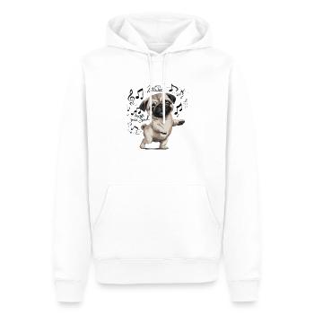 Lass die Musik deine Seele Tanzender Mops - Männer Premium Bio Hoodie - Weiß - Vorne - Nico (187cm)