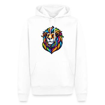 lion psychédélique - Sweat à capuche Premium bio Homme - blanc - Devant - Nico (187cm)