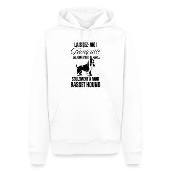 Chien doux basset hound - Sweat à capuche Premium bio Homme - blanc - Devant - Nico (187cm)