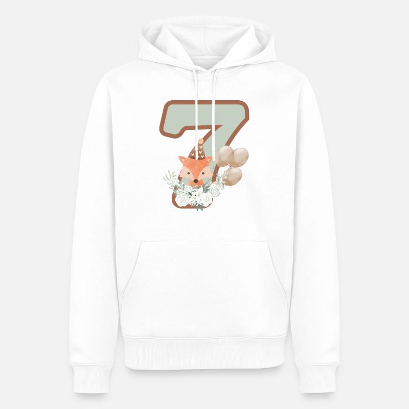 7e anniversaire renard fleurs - Sweat à capuche Premium bio Homme - blanc