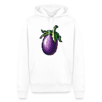 Icône pixel aubergine - Sweat à capuche Premium bio Homme - blanc - Devant - Nico (187cm)