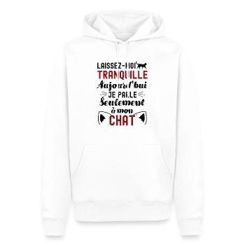 Aujourd hui je parle seulement à mon chat - Sweat à capuche Premium bio Homme - blanc - Devant - Nico (187cm)