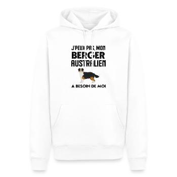Mon aussie a besoin de moi - Sweat à capuche Premium bio Homme - blanc - Devant - Nico (187cm)