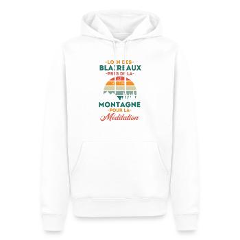Montagne meditation humour - Sweat à capuche Premium bio Homme - blanc - Devant - Nico (187cm)