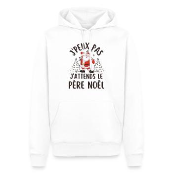 Désolé j attends le père Noël - Sweat à capuche Premium bio Homme - blanc - Devant - Nico (187cm)