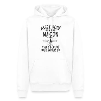 Humour maçon maçonnerie - Sweat à capuche Premium bio Homme - blanc - Devant - Nico (187cm)