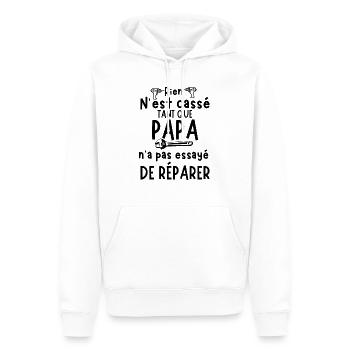 Humour Papa Répare RÉPARER - Sweat à capuche Premium bio Homme - blanc - Devant - Nico (187cm)