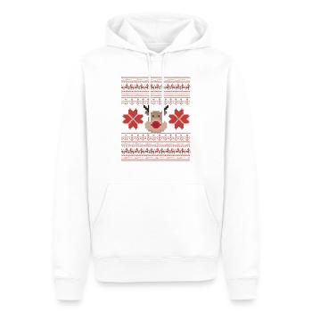 Weihnachtspixel mit Weihnachtsrentieren - Männer Premium Bio Hoodie - Weiß - Vorne - Nico (187cm)