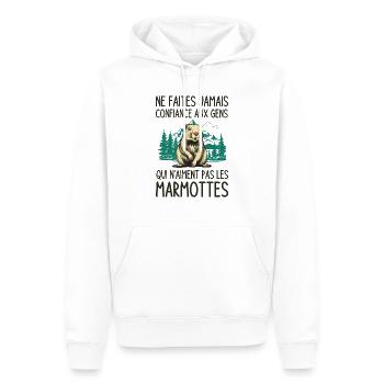 les marmottes - Sweat à capuche Premium bio Homme - blanc - Devant - Nico (187cm)