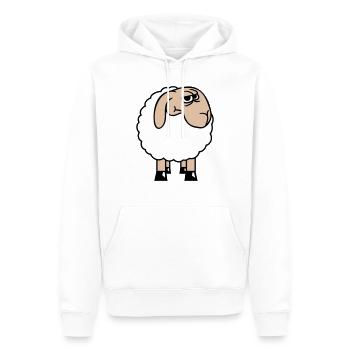 Sheep looks skeptical, critical, suspicious stares - Men’s Premium Organic Hoodie - white - Front - Nico (187cm)