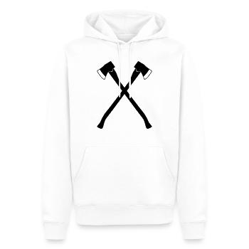 Deux haches de bûcheron croisées - Sweat à capuche Premium bio Homme - blanc - Devant - Nico (187cm)