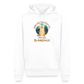 Humour marmotte - Sweat à capuche Premium bio Homme - blanc - Devant - Nico (187cm)