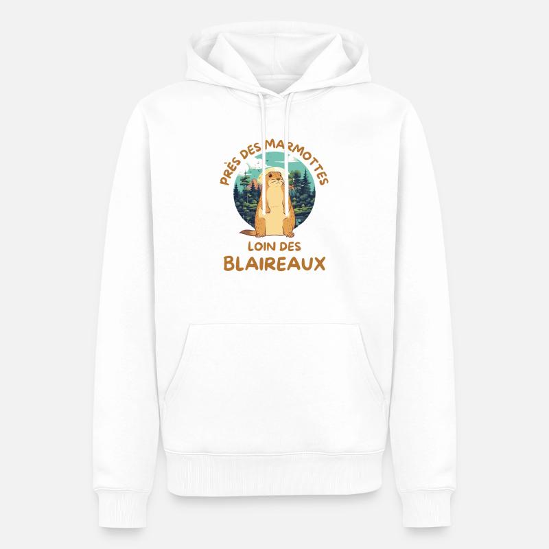 Humour marmotte - Sweat à capuche Premium bio Homme - blanc