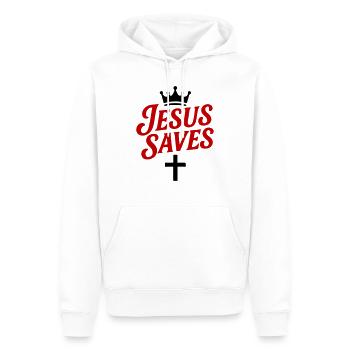 Jésus sauve la croix - Sweat à capuche Premium bio Homme - blanc - Devant - Nico (187cm)