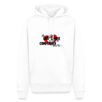 Mein Leben ist zu einfach, ich will es verkomplizieren... - Männer Premium Bio Hoodie - Weiß - Vorne - Nico (187cm)