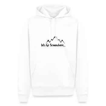 let's go somewhere - Männer Premium Bio Hoodie - Weiß - Vorne - Nico (187cm)