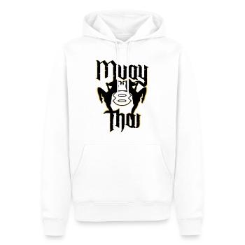 Muay Thaï Boxe Thaïlandaise Kickboxing - Sweat à capuche Premium bio Homme - blanc - Devant - Nico (187cm)