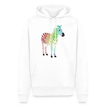 Zebra with colorful rainbow stripes - Men’s Premium Organic Hoodie - white - Front - Nico (187cm)