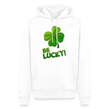 Be Lucky - Men’s Premium Organic Hoodie - white - Front - Nico (187cm)