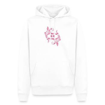 Carpe Koï Néon - Sweat à capuche Premium bio Homme - blanc - Devant - Nico (187cm)