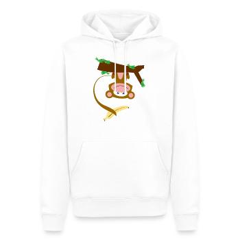 Singe Banane Drôle - Sweat à capuche Premium bio Homme - blanc - Devant - Nico (187cm)