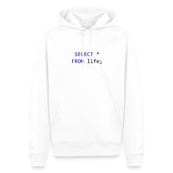SELECT tout de la vie programmeur SQL Cadeau - Sweat à capuche Premium bio Homme - blanc - Devant - Nico (187cm)