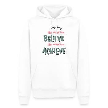 Tout ce que l'esprit peut croire que l'esprit peut réaliser - Sweat à capuche Premium bio Homme - blanc - Devant - Nico (187cm)