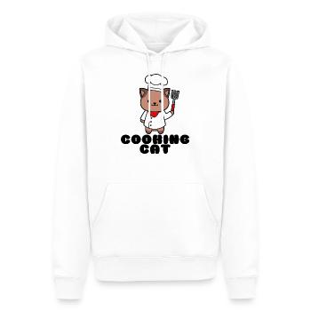 Chat de cuisine - Sweat à capuche Premium bio Homme - blanc - Devant - Nico (187cm)