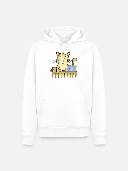 Office Cat - Männer Premium Bio Hoodie - Weiß