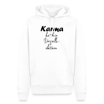 Karma hat kein Verfallsdatum - Männer Premium Bio Hoodie - Weiß - Vorne - Nico (187cm)