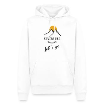 Aventure, montagnes sauvages, alpinisme - Sweat à capuche Premium bio Homme - blanc - Devant - Nico (187cm)