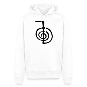 Symbole de guérison Reiki - Cho Ku Rei - Sweat à capuche Premium bio Homme - blanc - Devant - Nico (187cm)