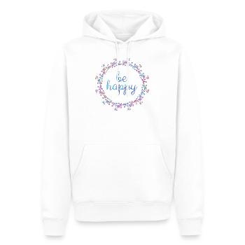 Be happy, coole, Sprüche, Motivation, positiv - Männer Premium Bio Hoodie - Weiß - Vorne - Nico (187cm)