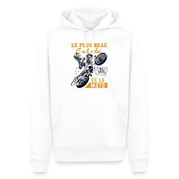 Le Plus Beau C'est Celui Qui Fait De La Moto - Sweat à capuche Premium bio Homme - blanc - Devant - Nico (187cm)