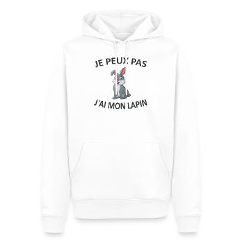 Je Peux Pas J'ai Mon Lapin - Sweat à capuche Premium bio Homme - blanc - Devant - Nico (187cm)