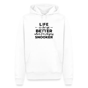 Das Leben ist immer besser, wenn ich Snooker spiele - Männer Premium Bio Hoodie - Weiß - Vorne - Nico (187cm)