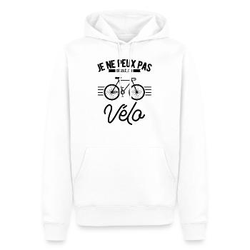 t shirt vélo, je ne peux pas j'ai vélo - Sweat à capuche Premium bio Homme - blanc - Devant - Nico (187cm)