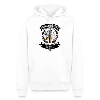 HAUSMEISTER DISKUTIEREN NICHT SIE HABEN RECHT - Männer Premium Bio Hoodie - Weiß - Vorne - Nico (187cm)