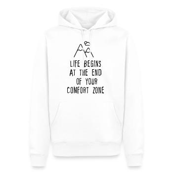 Life Begins At The End Of Your Comfort Zone - Sweat à capuche Premium bio Homme - blanc - Devant - Nico (187cm)