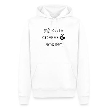 Katzen. Kaffee. Boxen - Männer Premium Bio Hoodie - Weiß - Vorne - Nico (187cm)