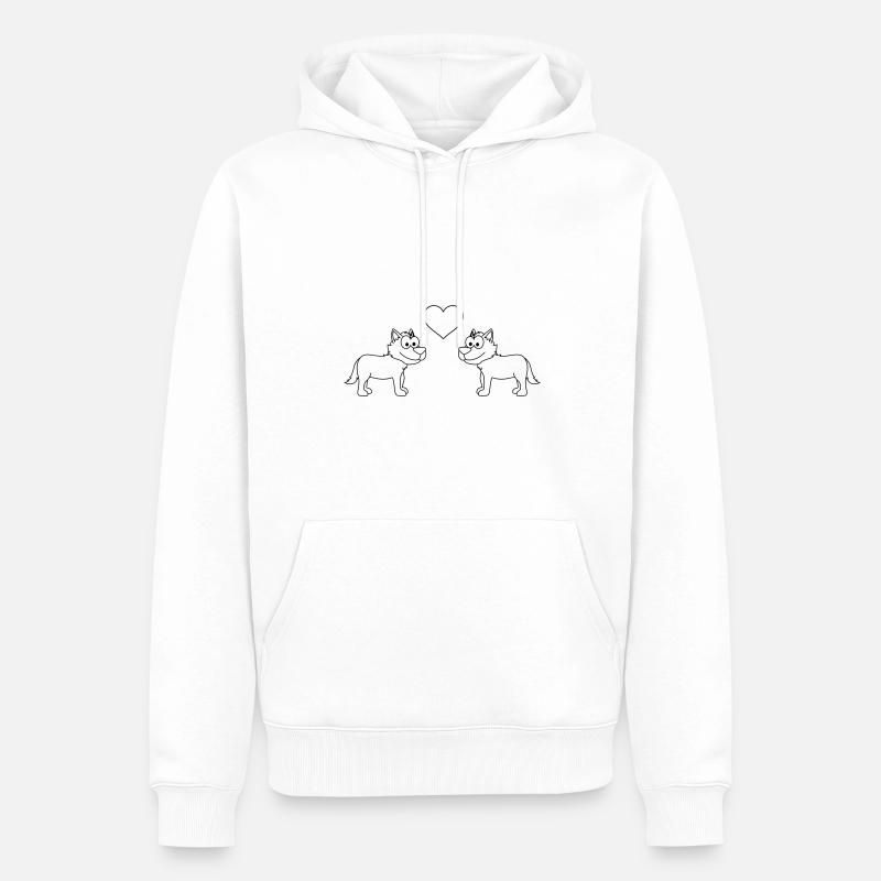 Wolf Comic Couple Amour - Sweat à capuche Premium bio Homme - blanc