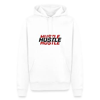 Hustle Quote - Männer Premium Bio Hoodie - Weiß - Vorne - Nico (187cm)